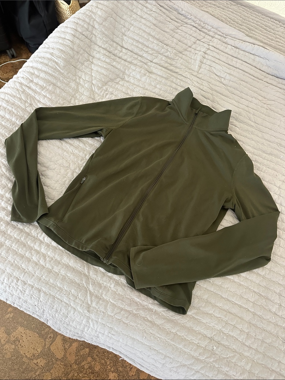Uniqlo Olive Zip-Front High Collar Sweatshirt